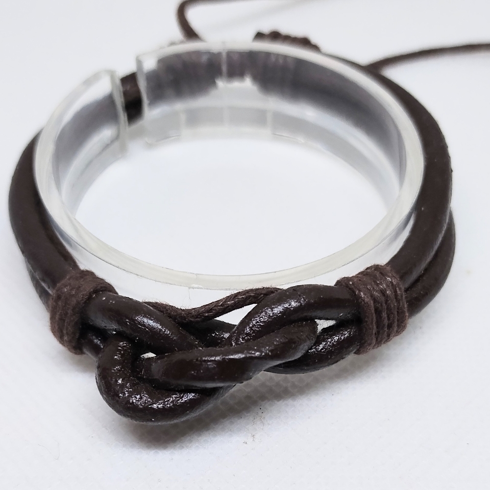 Men's Leather Bracelet Brown New f54